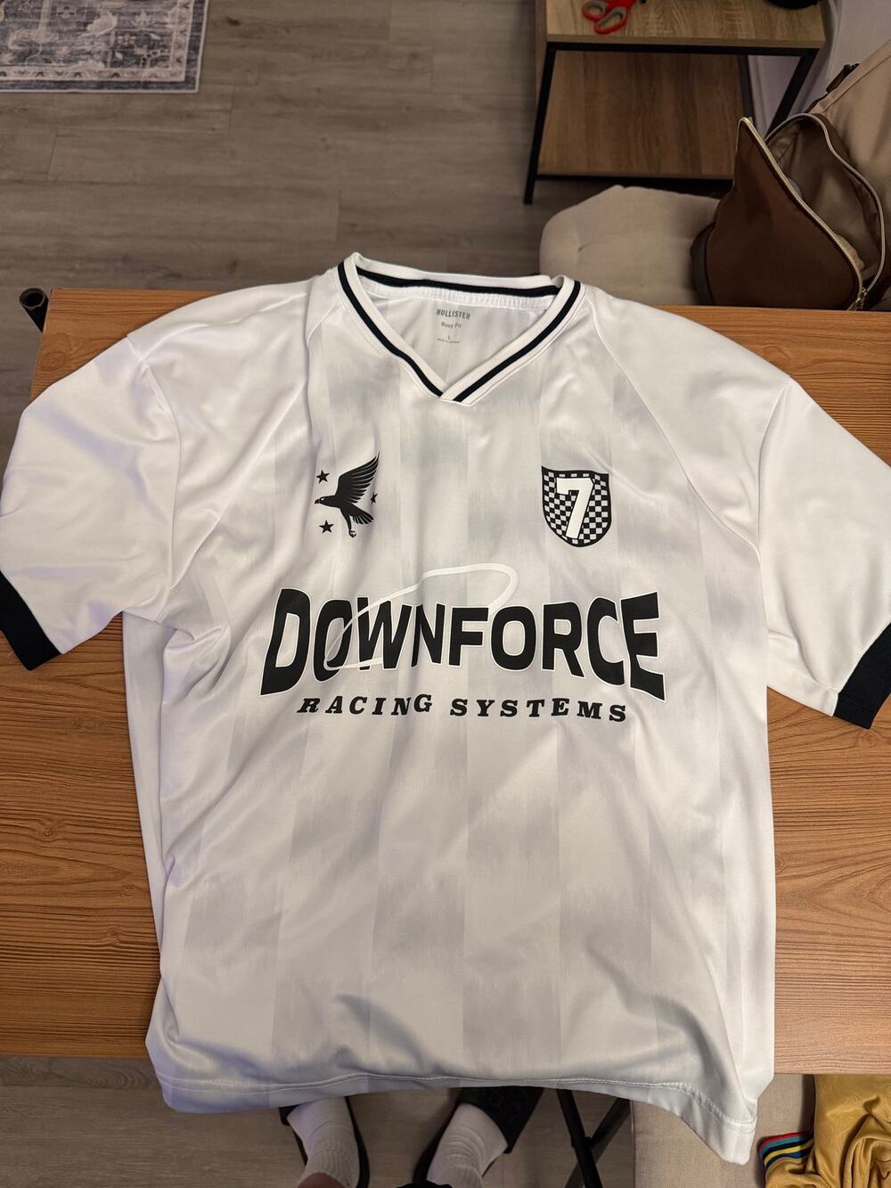 White Downforce Racing Soccer Jersey - Hollister